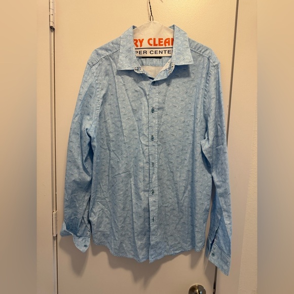 Robert Graham Modern Americana Men’s XL Tailored Fit ‘Paper Boats’ Blue Pattern - Picture 1 of 10